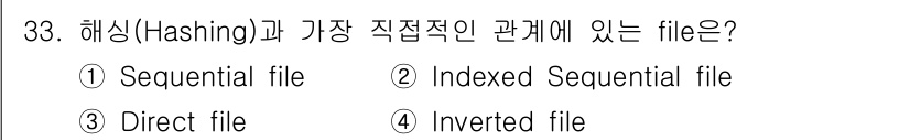 컴퓨터시스템기사(A형) 2015년 33번 - 해싱(Hashing)은 데이터를 고유한 키로 매핑하여 빠른 검색을 가능하... 에 관한 핵심 기출문제