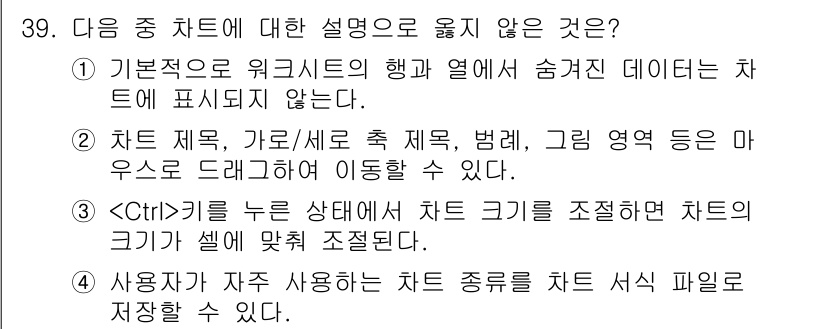 컴퓨터활용능력_2급 2015년 39번 - 해당 자격증의 핵심 개념을 묻는 객관식 문제