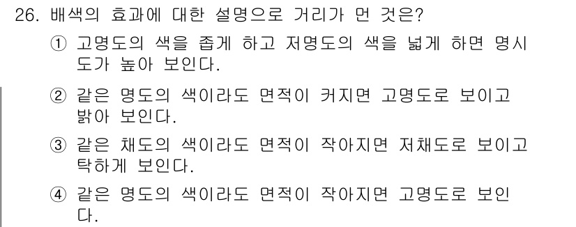 컴퓨터그래픽스기능사 2015년 26번 - '알 수 없음'이 정답인 이유는 주어진 보기들이 색상의 배치와 효과에 대... 에 관한 핵심 기출문제