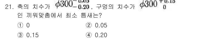 컴퓨터응용선반기능사 2015년 21번 - 이 문제에서 축의 치수와 구명의 치수가 주어졌는데, 이들의 기준 값을 정... 에 관한 핵심 기출문제