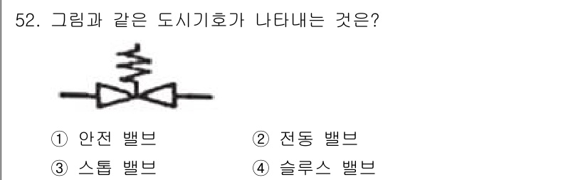 용접기능사 2015년 52번 - 주어진 도면은 스팀 밸브의 구조를 나타냅니다. 스팀 밸브는 유체의 흐름을... 에 관한 핵심 기출문제