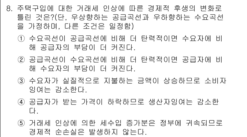 공인중개사_1차 2015년 8번 - 주택구입에 대한 거래의 인상이 공급곡선과 수요곡선에 미치는 영향을 고려할... 에 관한 핵심 기출문제