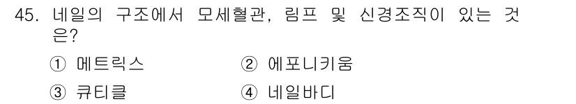 미용사(네일) 2015년 45번 - 해당 자격증의 핵심 개념을 묻는 객관식 문제