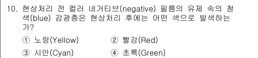 사진기능사 2015년 10번 - 해당 자격증의 핵심 개념을 묻는 객관식 문제