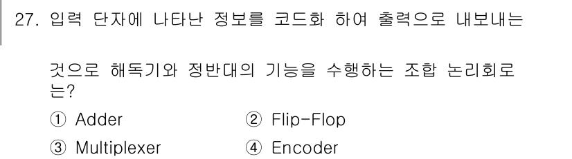 임베디드기능사 2016년 27번 - 정답은 '3. Multiplexer'입니다. 멀티플렉서는 여러 입력 신호... 에 관한 핵심 기출문제