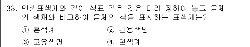 컴퓨터그래픽스기능사 2016년 33번 - 해당 자격증의 핵심 개념을 묻는 객관식 문제