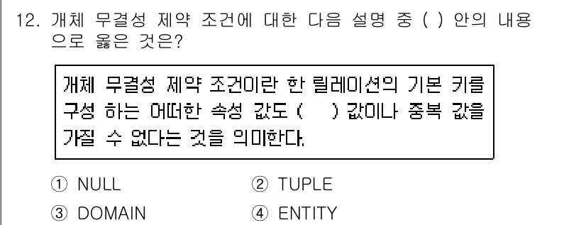 정보처리산업기사 2016년 12번 - 해당 자격증의 핵심 개념을 묻는 객관식 문제