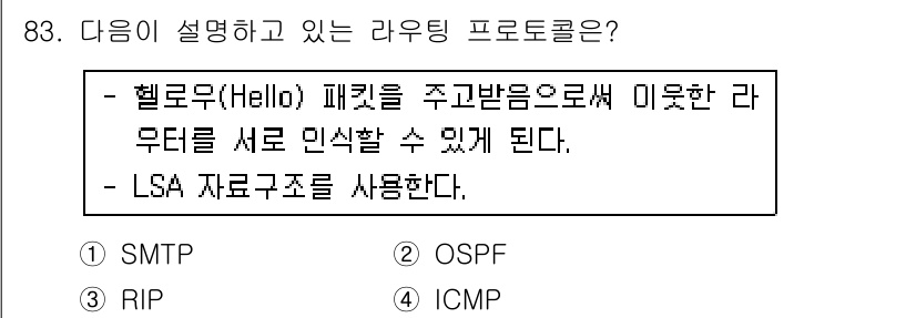 컴퓨터시스템기사(B형) 2015년 83번 - 해당 자격증의 핵심 개념을 묻는 객관식 문제