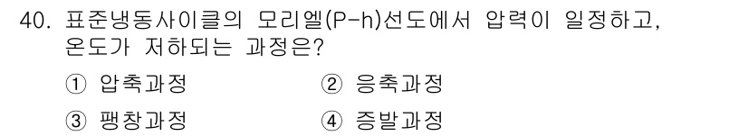 공조냉동기계기능사 2016년 40번 - 해당 자격증의 핵심 개념을 묻는 객관식 문제