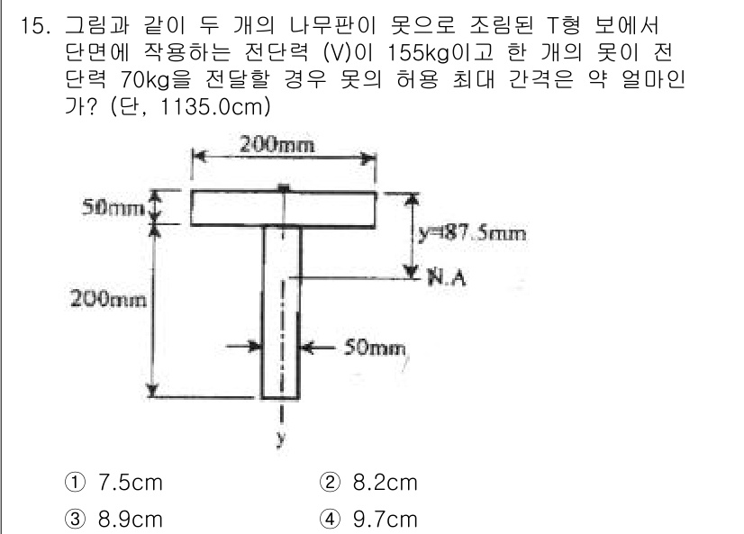 토목기사 2016년 15번 - 주어진 문제에서 단면의 모멘트와 힘의 조건을 고려해야 합니다. 두 개의 ... 에 관한 핵심 기출문제