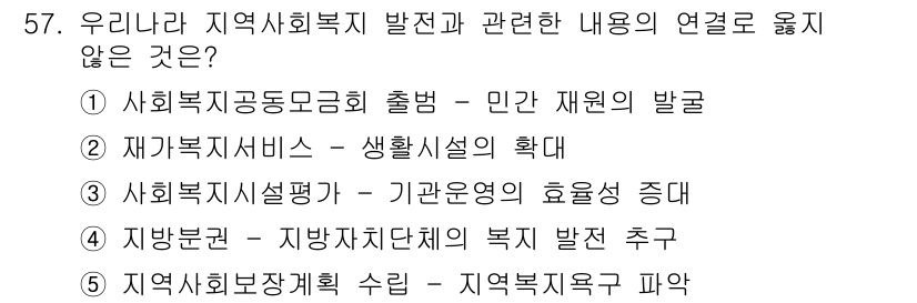사회복지사_1급(2교시)(구) 2016년 57번 - 지역사회복지의 목적은 지역 주민의 복지 향상에 중점을 두므로, 복지욕구 ... 에 관한 핵심 기출문제