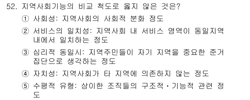 사회복지사_1급(2교시)(구) 2017년 52번 - 해당 자격증의 핵심 개념을 묻는 객관식 문제