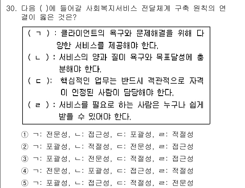 사회복지사_1급(3교시)(구) 2017년 30번 - 정답인 이유: 클라이언트의 욕구와 문제 해결을 위해 다양한 서비스를 제공... 에 관한 핵심 기출문제