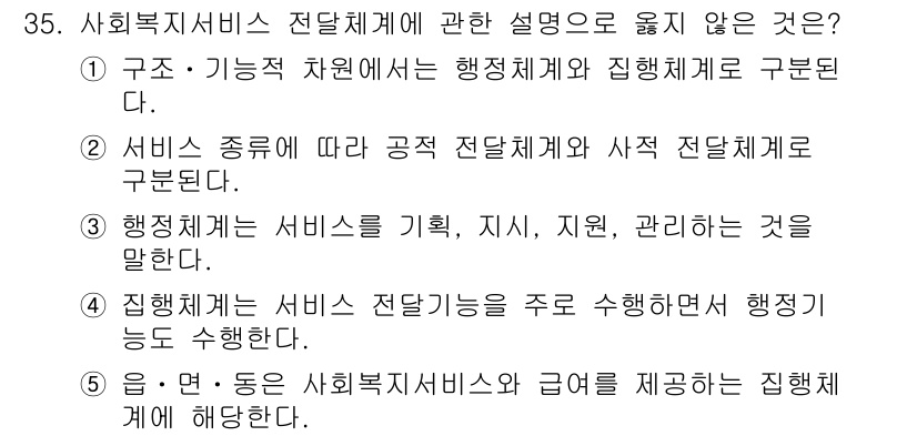 사회복지사_1급(3교시) 2017년 35번 - . 

사회복지서비스의 전달체계는 기본적으로 서비스 제공체계에 대한 설명... 에 관한 핵심 기출문제