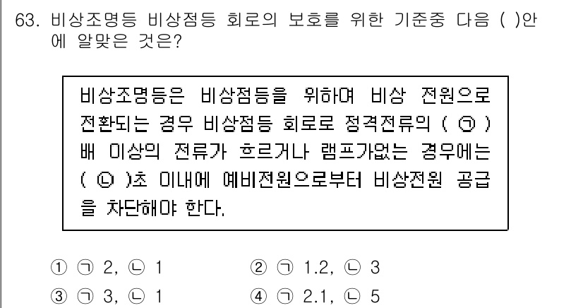 소방설비기사(전기분야) 2016년 63번 - 비상조명을 위한 비상전원의 공급 시, 전원이 끊겼을 때 안전하게 작동하도... 에 관한 핵심 기출문제