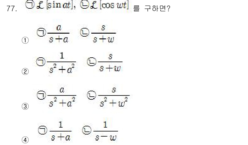 전기산업기사 2015년 77번 - 주어진 함수의 라플라스 변환을 적용할 때, 주기 함수의 성질에 따라 변환... 에 관한 핵심 기출문제