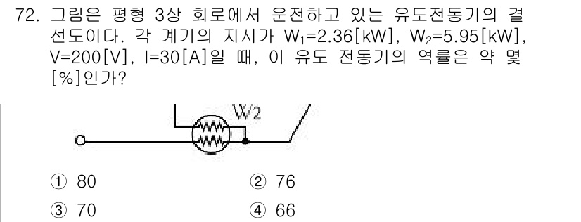 전기산업기사 2016년 72번 - 유도전동기의 역할은 전력을 기계적인 운동으로 변환하는 것이다. 주어진 전... 에 관한 핵심 기출문제