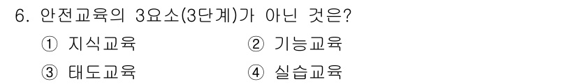 산업안전산업기사 2016년 6번 - 해당 자격증의 핵심 개념을 묻는 객관식 문제