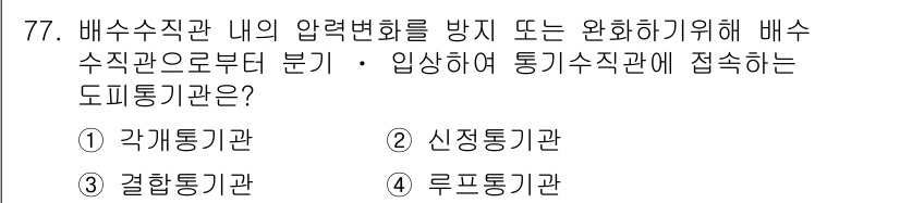 건축기사 2016년 77번 - 정답은 ④ 루프통기기관입니다. 루프통기기관은 배수설비에서 압력을 조절하고... 에 관한 핵심 기출문제