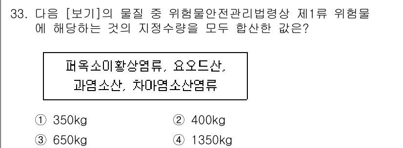 위험물산업기사 2016년 33번 - 위험물 안전 관리법에 따르면, 유기화합물와 같은 특정 위험물은 정해진 기... 에 관한 핵심 기출문제