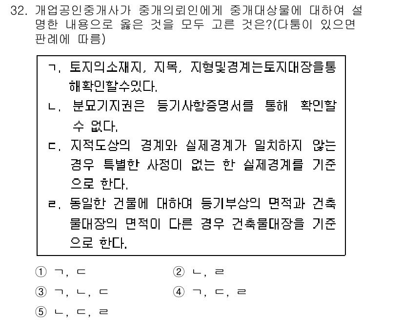 공인중개사_2차 2016년 32번 - 이는 토지의 소유와 지리적 위치가 거래에 중요한 영향을 미치기 때문입니다... 에 관한 핵심 기출문제