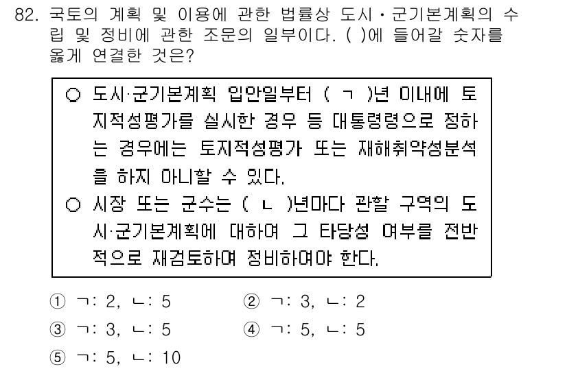공인중개사_2차 2016년 82번 - 정답인 이유는 도시·군관리계획의 입안 과정에서 토지이용 계획을 세우는 것... 에 관한 핵심 기출문제