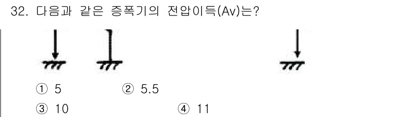 전자기능장 2016년 33번 - 정답이 3번인 이유는 주어진 도형에서 증폭기의 전압 이득(A_v)을 계산... 에 관한 핵심 기출문제