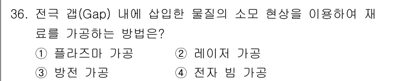 전자기능장 2016년 37번 - . 전자 빔 가공

전자 빔 가공은 전자기파를 활용하여 재료의 소모 현상... 에 관한 핵심 기출문제