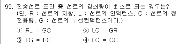 정보처리산업기사 2017년 99번 - 주어진 문제는 전송선로의 감쇠량을 최소화하기 위한 조건을 묻고 있습니다.... 에 관한 핵심 기출문제