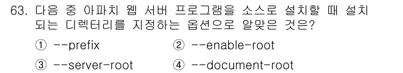 리눅스마스터_1급 2017년 63번 - `--document-root` 옵션은 웹 서버에서 제공할 문서의 최상위... 에 관한 핵심 기출문제