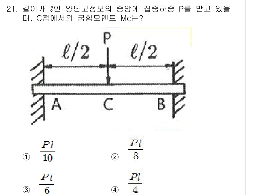 용접기사 2016년 21번 - 주어진 구조에서 C점은 양단의 하중이 균형을 이루는 위치에 있습니다. 이... 에 관한 핵심 기출문제