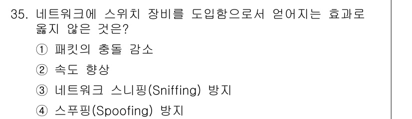 인터넷보안전문가_2급 2016년 35번 - 해당 자격증의 핵심 개념을 묻는 객관식 문제