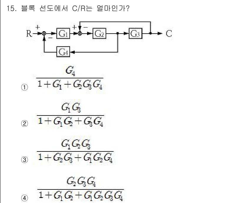 전기공사산업기사 2016년 15번 - 주어진 블록선도의 전달 함수를 구하기 위해서는 각 블록의 전달 함수를 순... 에 관한 핵심 기출문제