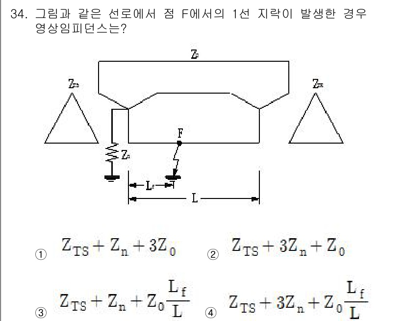 전기공사산업기사 2017년 34번 - 정답이 2번인 이유는, 주어진 회로에서 점 F에서의 1선 지락이 발생할 ... 에 관한 핵심 기출문제