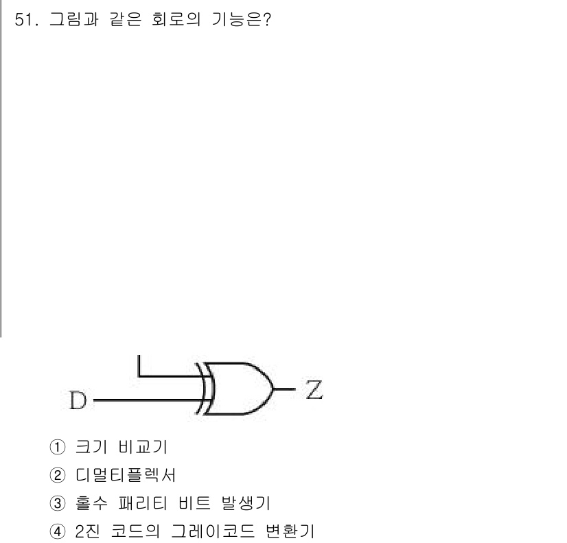 전기기능장 2016년 51번 - 정답 4번, 2진 코드의 그래픽 변환기입니다. 그림에서 나타난 회로는 2... 에 관한 핵심 기출문제