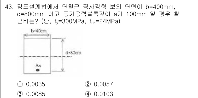 실내건축기사 2017년 44번 - 주어진 문제에서 강도 설계법에 따라 단면적과 강도를 고려하여 강재의 강도... 에 관한 핵심 기출문제