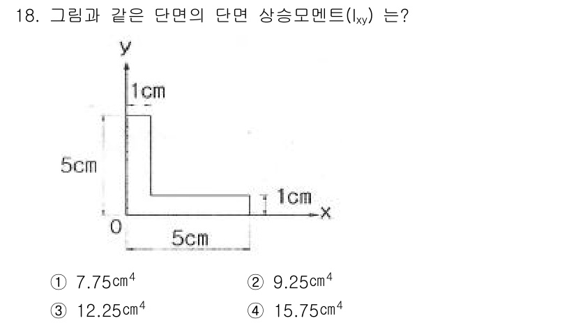 토목기사 2017년 18번 - L형 단면의 단면 모멘트는 각 부분의 기하학적 특성과 축에 대한 거리로 ... 에 관한 핵심 기출문제