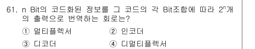 컴퓨터시스템기사(B형) 2017년 61번 - 해당 자격증의 핵심 개념을 묻는 객관식 문제