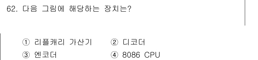 컴퓨터시스템기사(B형) 2017년 62번 - 정답은 3번 엔코더입니다. 그림은 아날로그 신호를 디지털 신호로 변환하는... 에 관한 핵심 기출문제