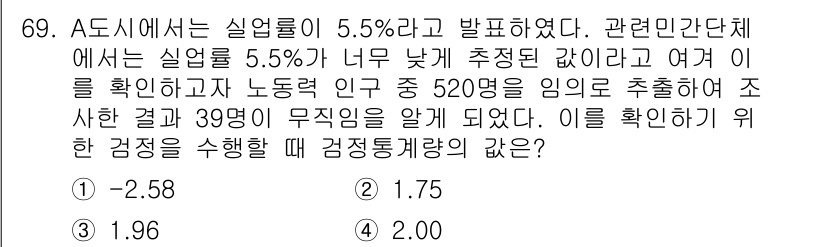사회조사분석사_2급 2015년 69번 - 주어진 문제는 A. 도시에서의 실업률을 검증하기 위한 감정 통계를 요구하... 에 관한 핵심 기출문제