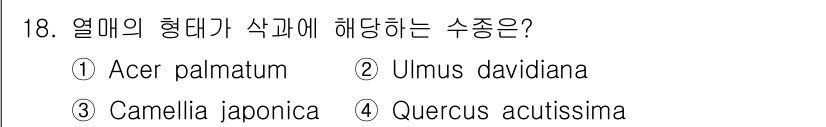 산림기사 2017년 18번 - . Quercus acutissima

열매의 형태가 식과에 해당하는 수... 에 관한 핵심 기출문제