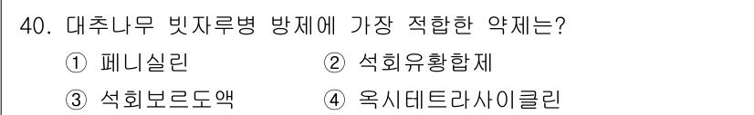 산림기사 2017년 40번 - . 페니실린  
페니실린은 대추나무 빛자루병을 유발하는 곰팡이에 효과적인... 에 관한 핵심 기출문제