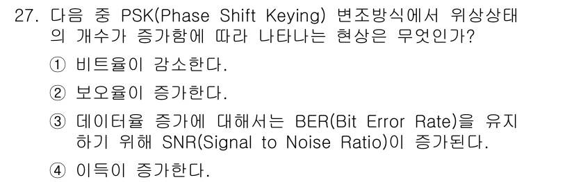 무선설비기사 2017년 27번 - 해당 자격증의 핵심 개념을 묻는 객관식 문제