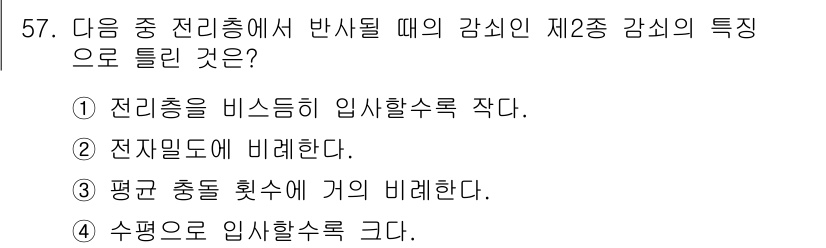 무선설비산업기사 2017년 57번 - 반사쇠의 길이는 수평으로 입사하는 파동의 세기와 관계가 있으며, 수평 입... 에 관한 핵심 기출문제