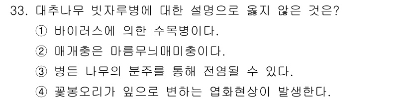 산림산업기사(구60문항) 2017년 33번 - 해당 자격증의 핵심 개념을 묻는 객관식 문제