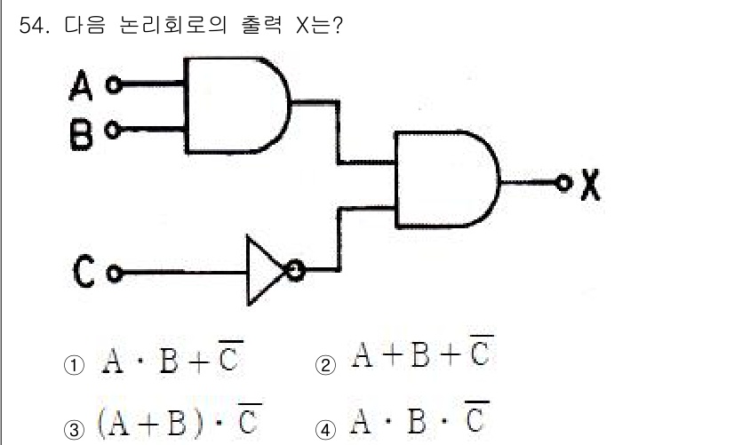 설비보전산업기사 2017년 54번 - 주어진 논리 회로에서는 A와 B의 OR 연산 후, C와 함께 AND 연산... 에 관한 핵심 기출문제