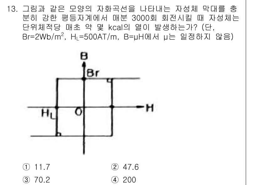 전자기사 2017년 13번 - 해당 문제는 자화에 대한 원리와 전자기학의 기본 개념을 바탕으로 해결해야... 에 관한 핵심 기출문제