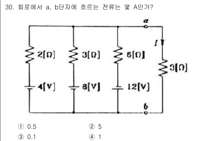 전자기사 2017년 30번 - 회로에서 a, b 단자 사이의 저항 값을 구할 때, 병렬 저항과 직렬 저... 에 관한 핵심 기출문제