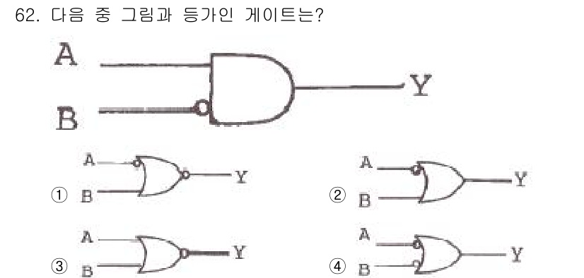 승강기기사 2016년 63번 - 주어진 문제는 논리 게이트에 대한 것입니다. 그림에서 A와 B의 입력을 ... 에 관한 핵심 기출문제