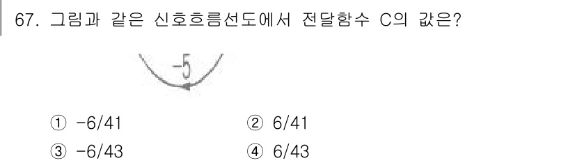 승강기기사 2017년 67번 - 정답은 ③ -6/43입니다. 주어진 그래프에서 전달함수의 특성을 고려할 ... 에 관한 핵심 기출문제